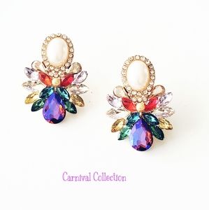 Multicolor Stud Statement Earrings